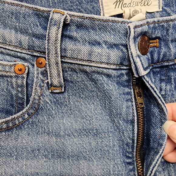 Madewell Perfect Fit Vintage Cropped Jeans Size 26x24 Blue Raw Hem Medium Wash - Picture 6 of 12